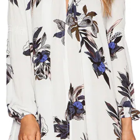 Free people White Combo Electric Orchid Tunic Tree Swing Top Size Small Floral - Picture 8 of 8